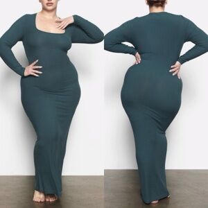 Skims Soft Lounge Long Sleeve Maxi Dress in Teal